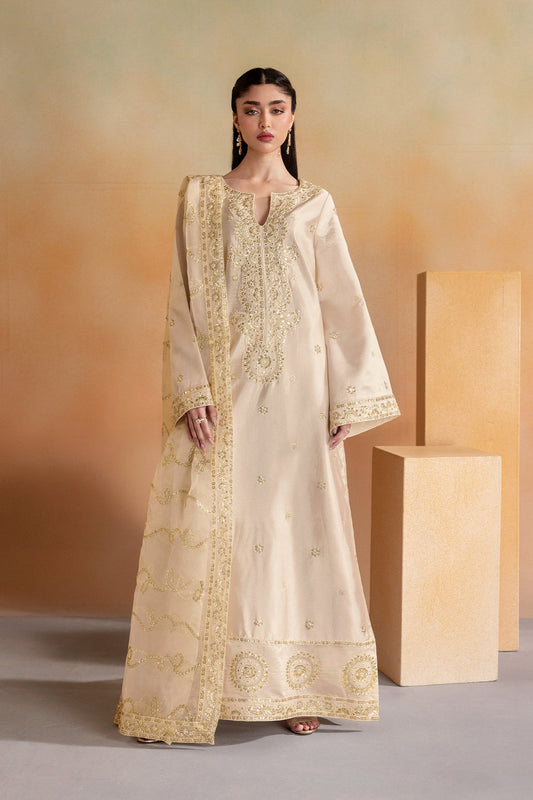 Emaan Adeel HAVEN Elara Sheesha Silk stitched Pakistani designer outfit look 1