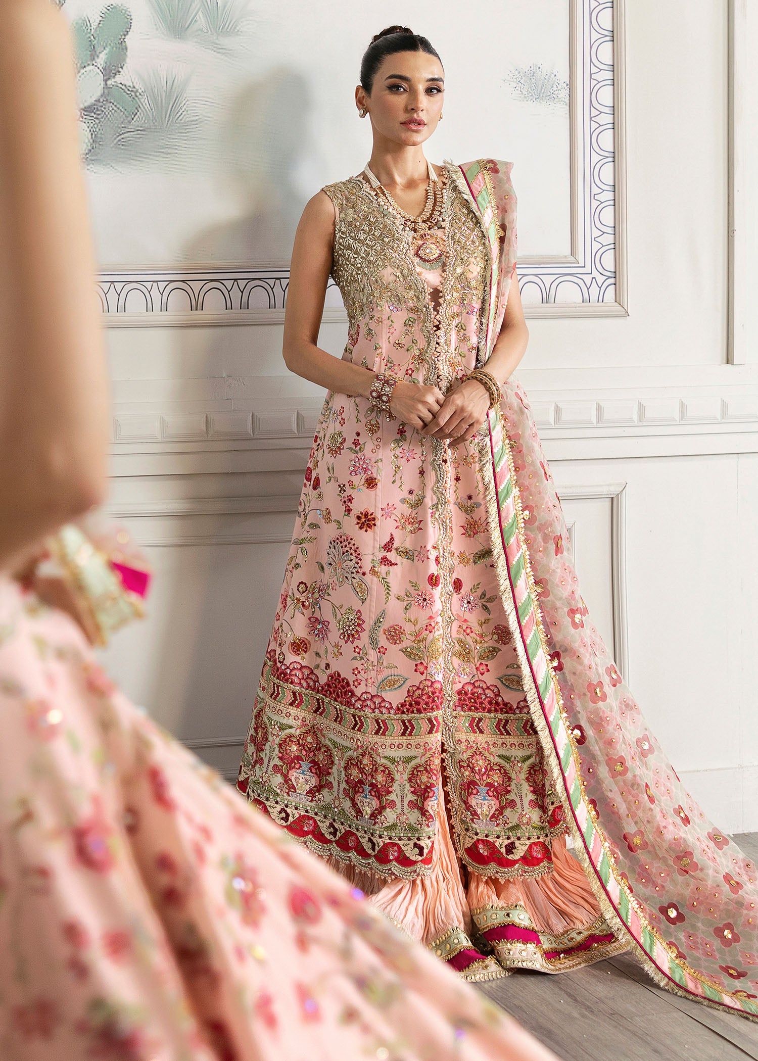 pink chinoiserie dress Priya Maxi Dress