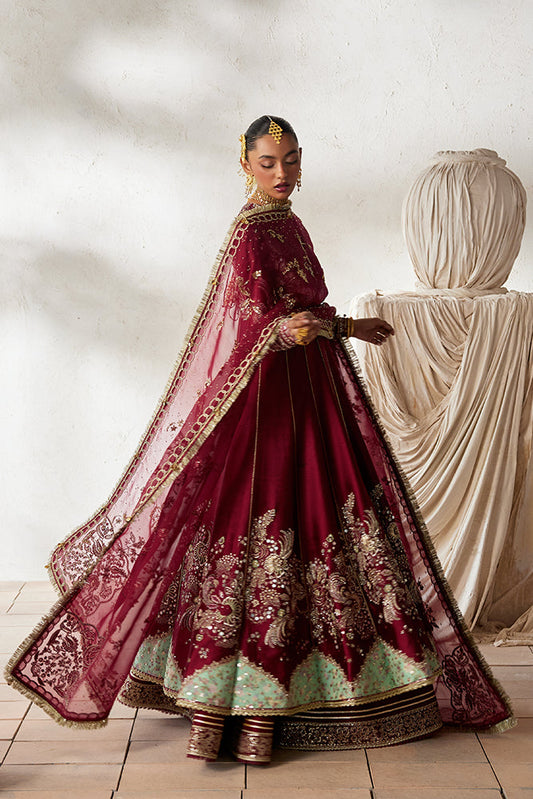 Suffuse Nusha deep red Pakistani designer outfit