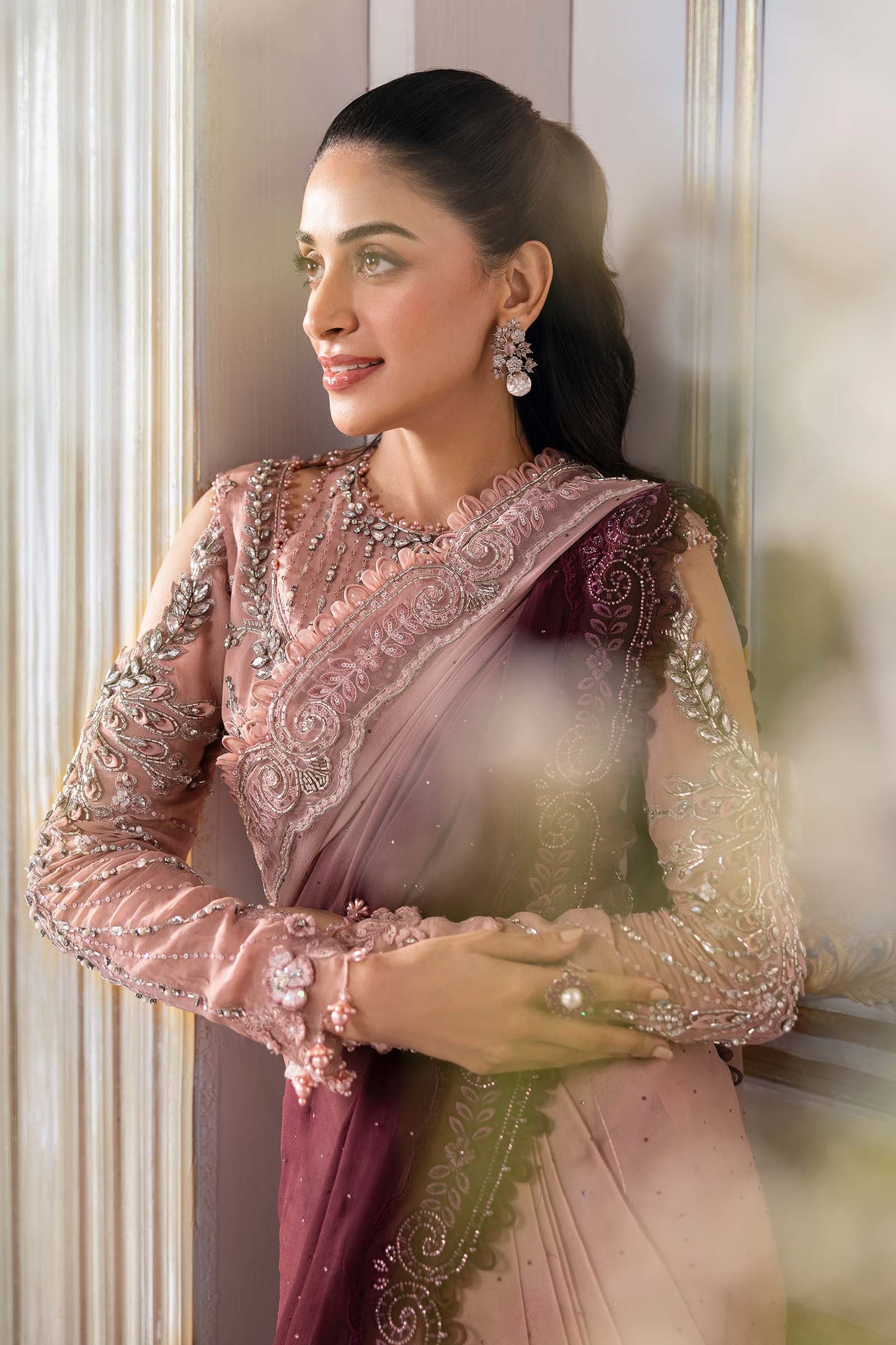 MARIA B Embroidered Chiffon Saree | BD-3001