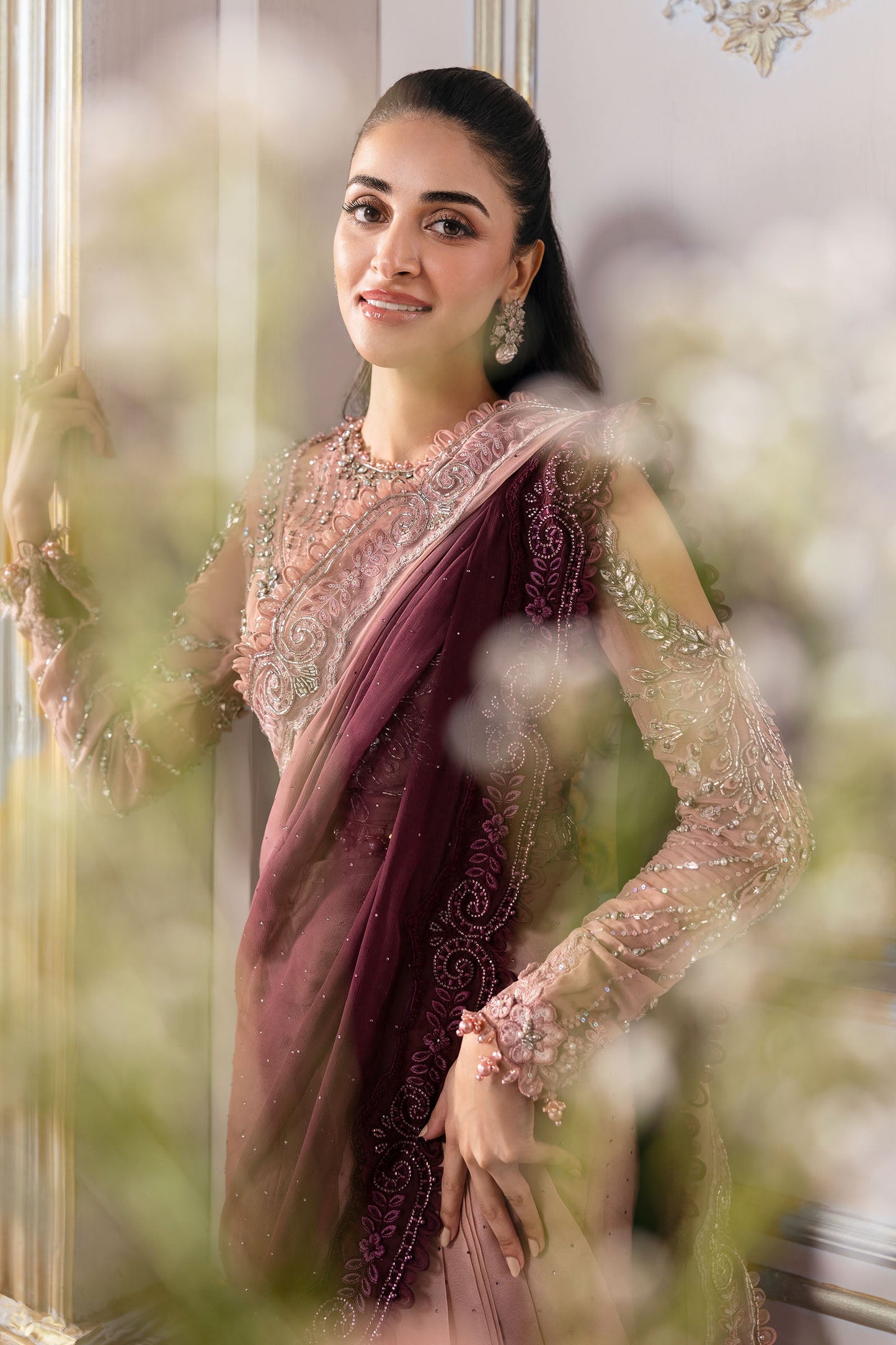 MARIA B Embroidered Chiffon Saree | BD-3001