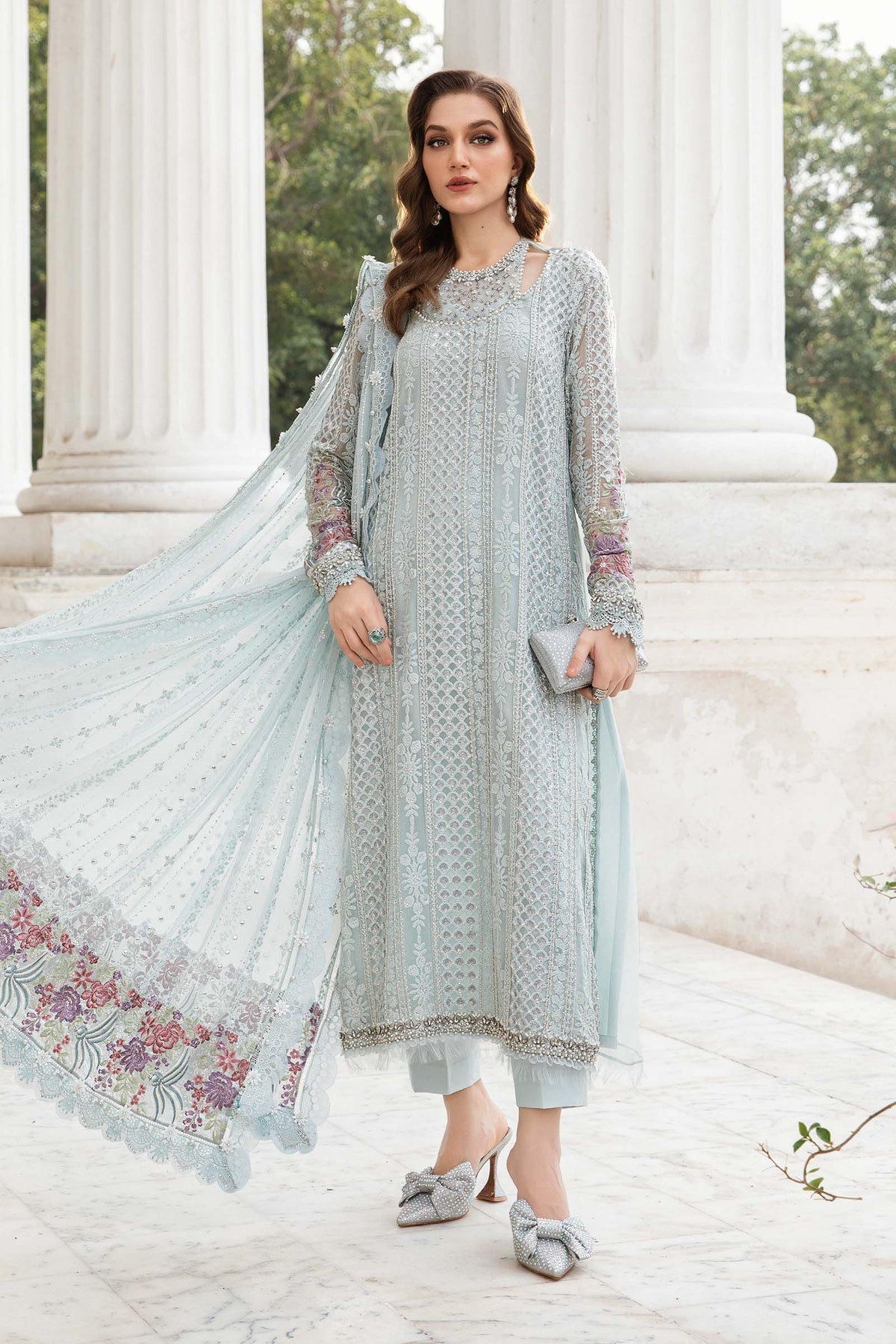 white christmas dresses Unstitched Embroidered Chiffon Suit
