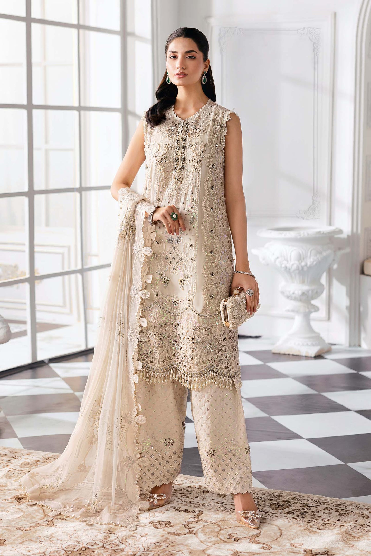 MARIA B Embroidered Chiffon Suit | BD-3007
