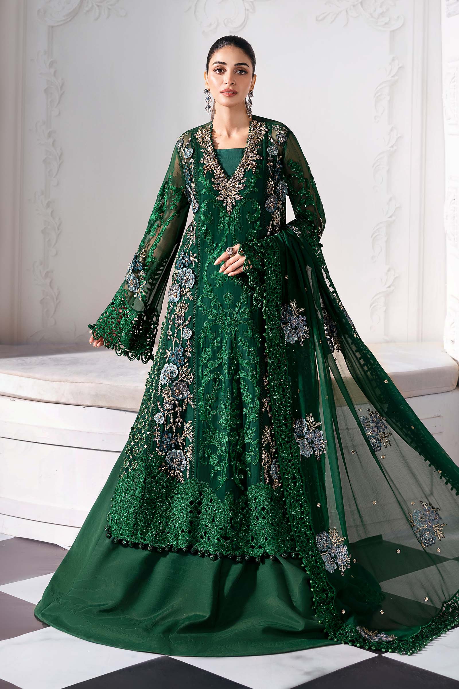 Maria B Embroidered Chiffon Suit | BD-3008 Maria B Embroidered Chiffon Suit | BD-3008