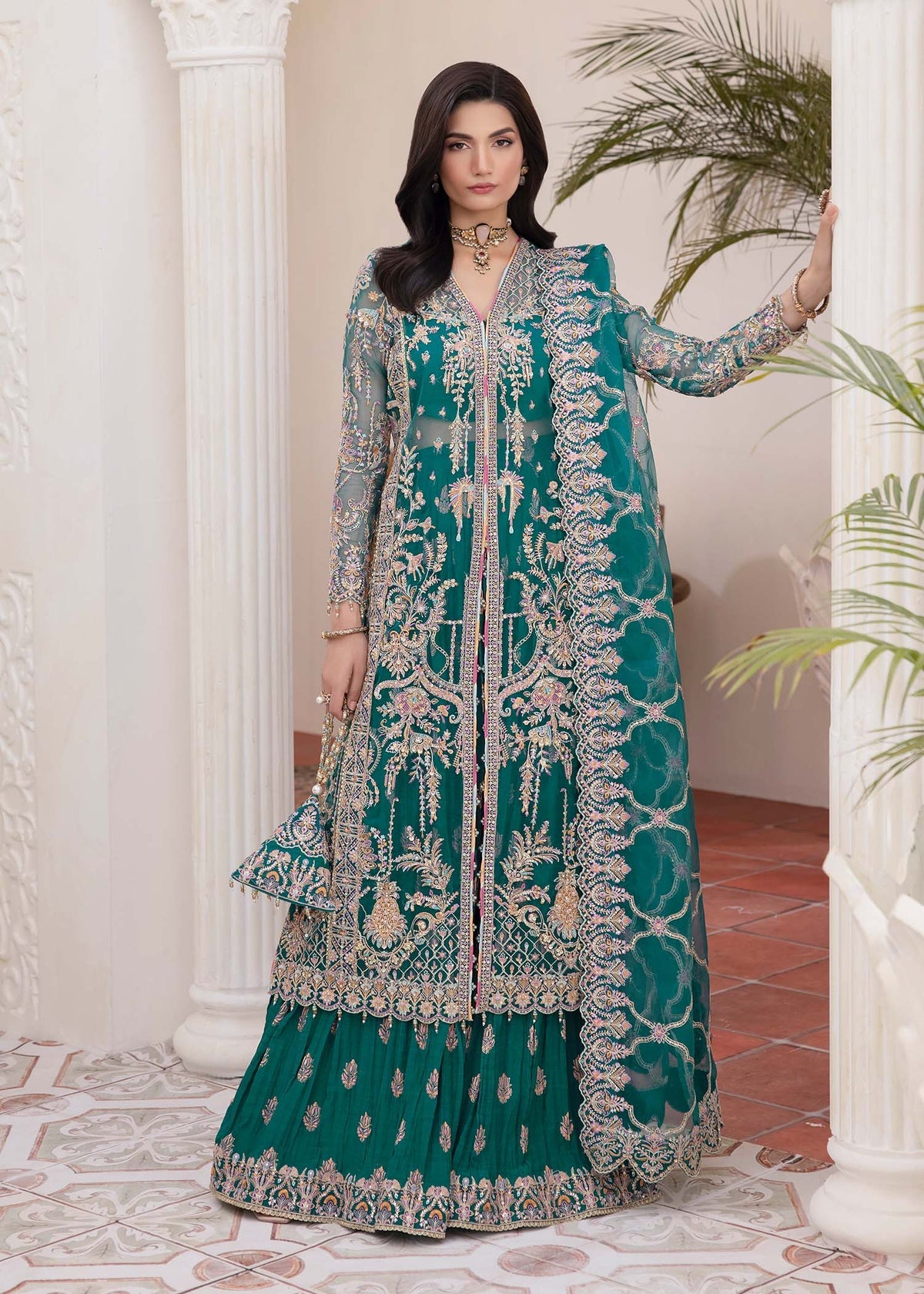 Kanwal Malik | Mirha Eid Luxury Pret 25 | Maya L / Teal / Synthetic Organza Kanwal Malik | Mirha Eid Luxury Pret 25 | Maya L / Teal / Synthetic Organza