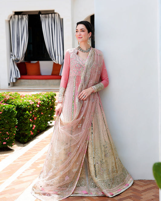 Mushq Last Fling gradient pink chiffon formal front view