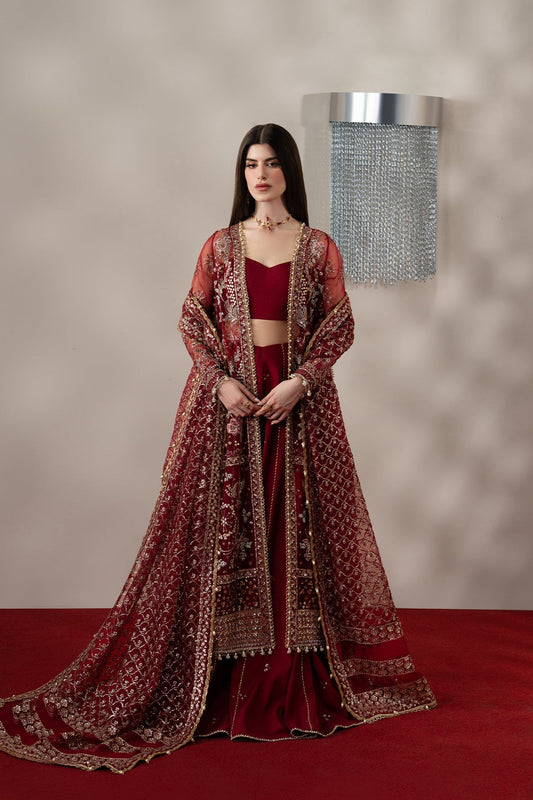 Afrozeh Florentine – deep maroon sharara formal, designer view 1