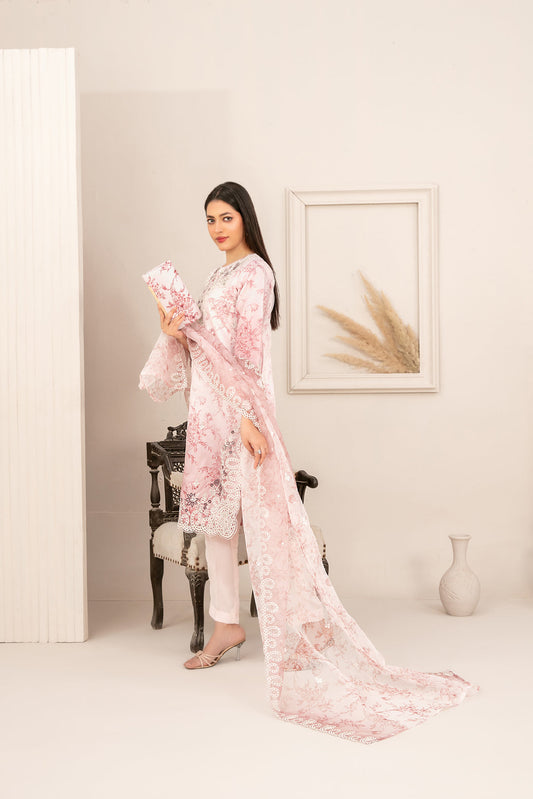 Tawakkal Fabrics Linnea With Clutch Fancy Stitched Emb Organza D-4848 - stitched formal outfit view 2