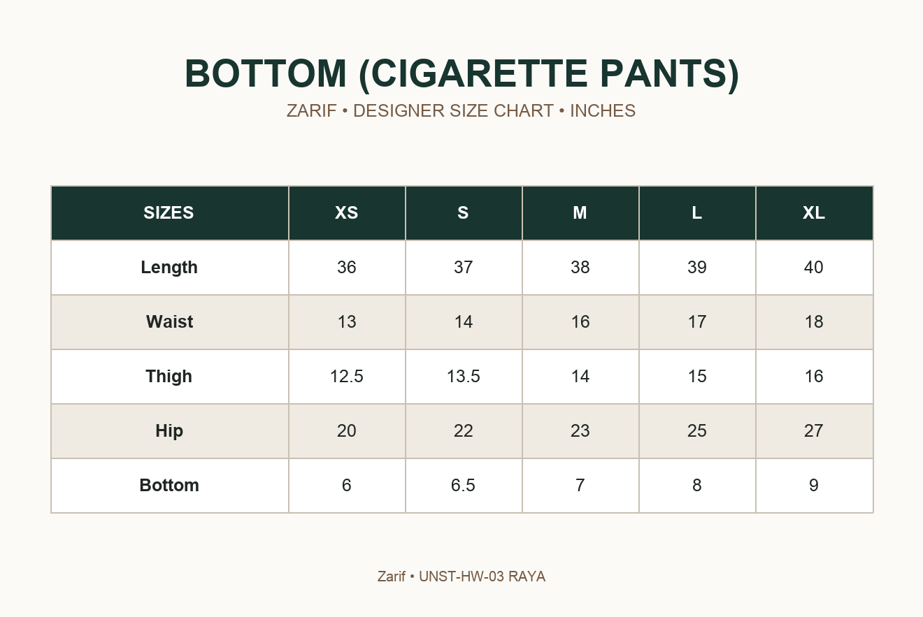 ZARIF - HW-03 RAYA — BOTTOM (CIGARETTE PANTS)