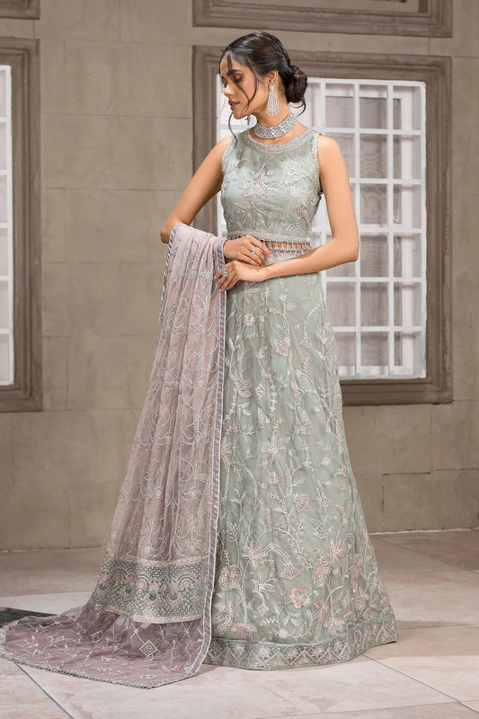 Zarif Blossom Mint Net Lehenga Choli — outfit view 1