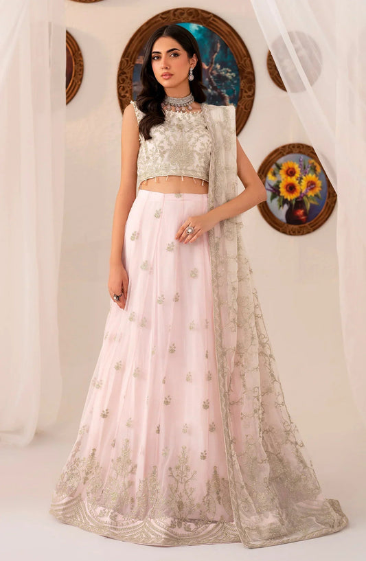 Zarif Pearl Embroidered Net Lehenga Choli — outfit view 1