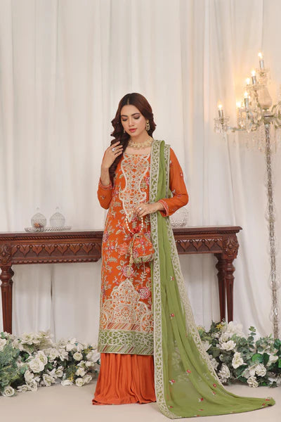 3 PIECE - LUXURY EMBROIDERED CHIFFON SUIT