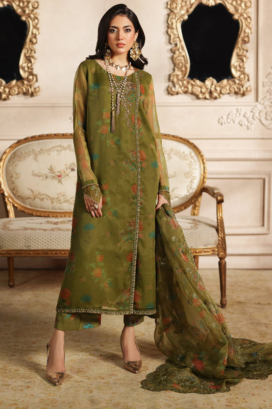 3-PC Embroidered Organza Shirt with Embroidered Organza Dupatta and Trouser CMA-4-075