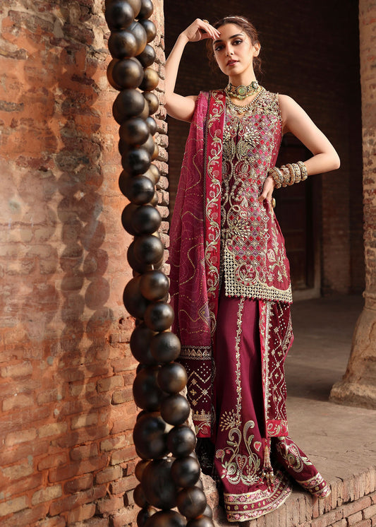 Crimson NAZO Jhilmil Wedding stitched '26 stitched Pakistani designer outfit look 1