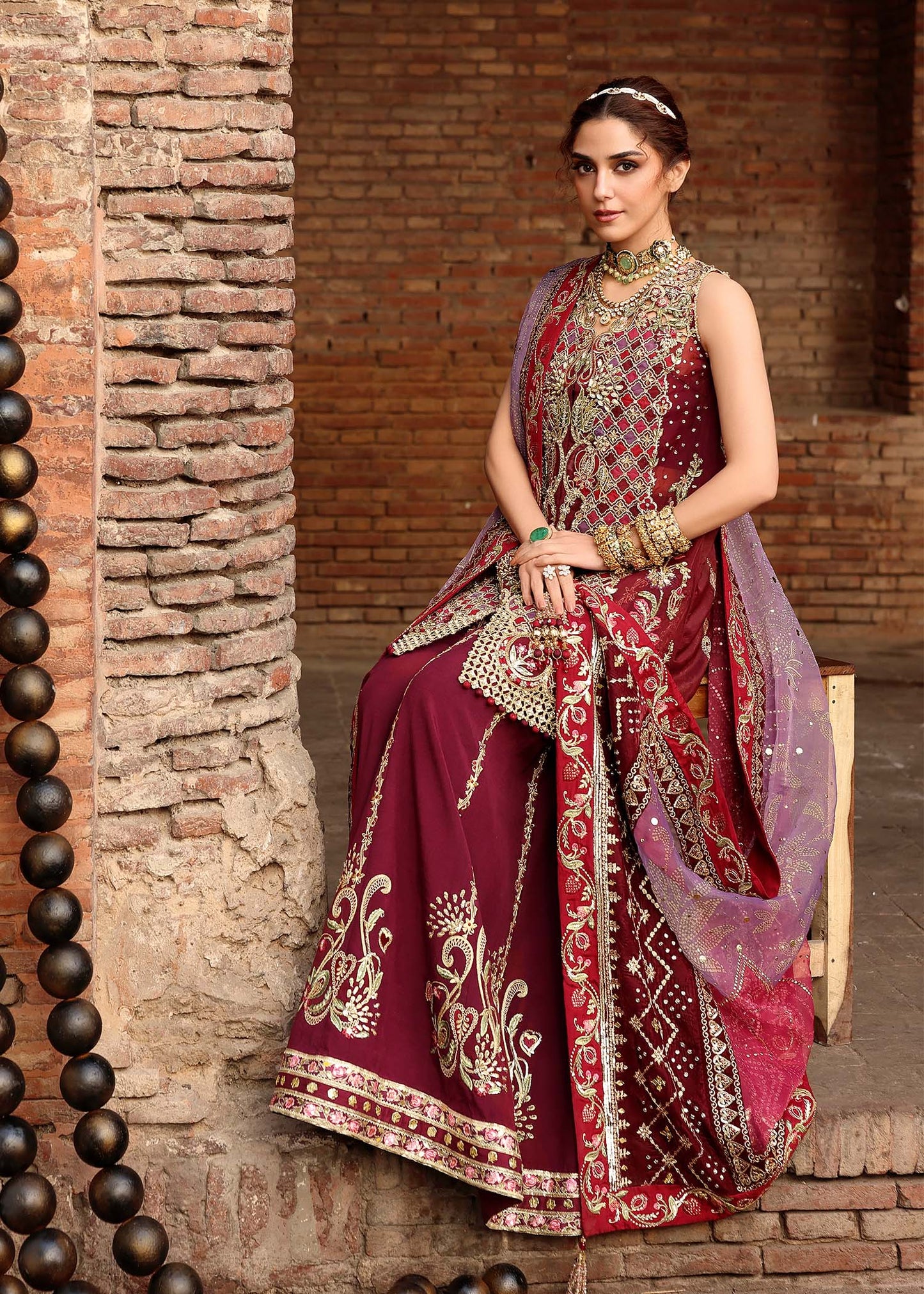 Crimson NAZO Jhilmil Wedding Unstitched '26 Pakistani designer outfit look 3