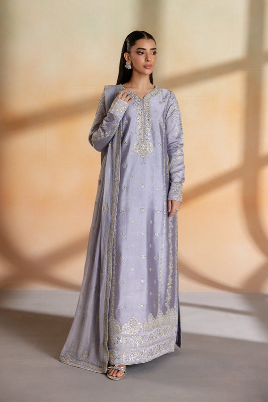 Emaan Adeel MAEVE Elara Sheesha Silk stitched Pakistani designer outfit look 1