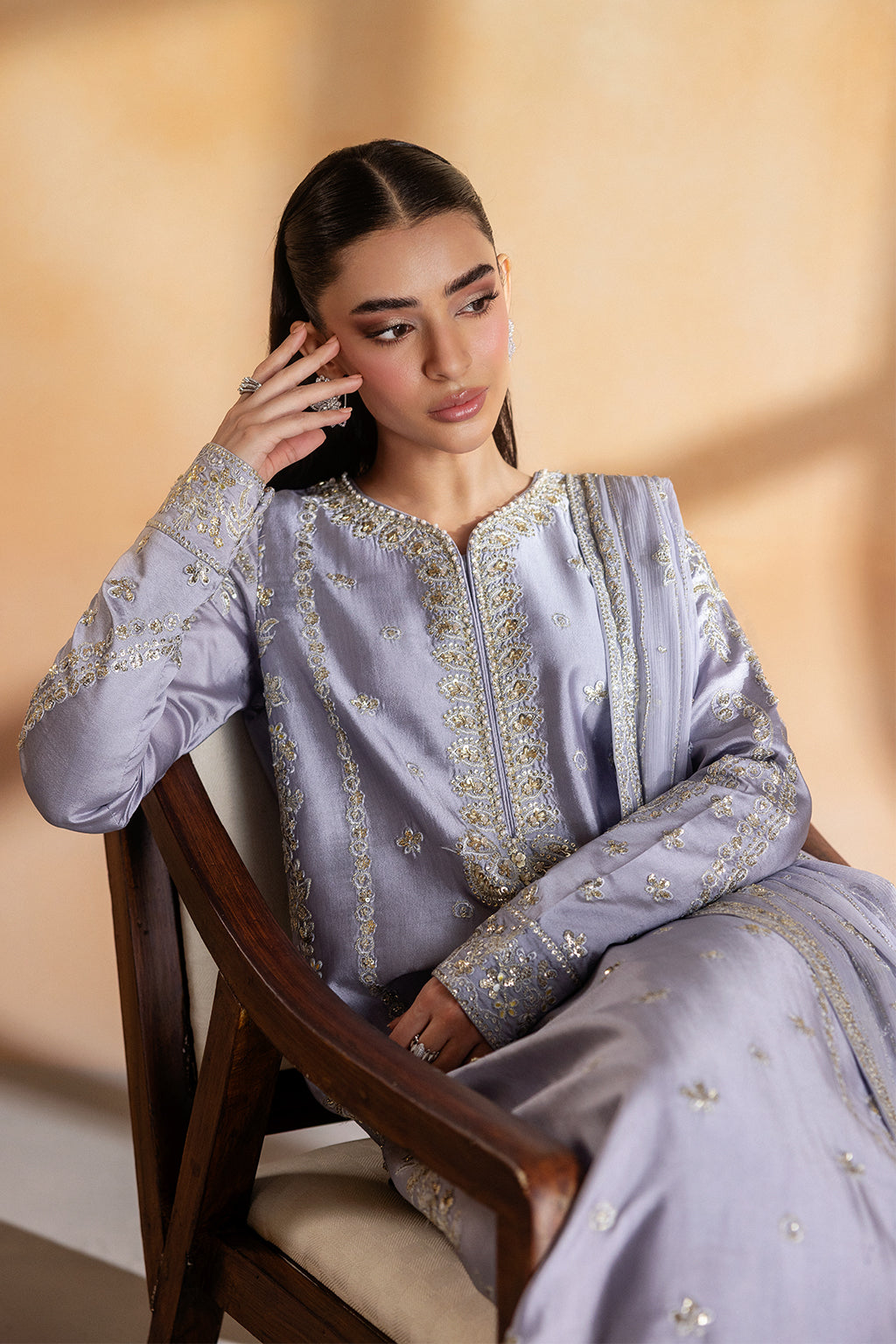 Emaan Adeel MAEVE Elara Sheesha Silk Pakistani designer outfit look 6