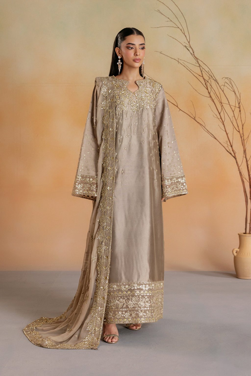 Emaan Adeel ODETTE Elara Sheesha Silk Pakistani designer outfit look 1