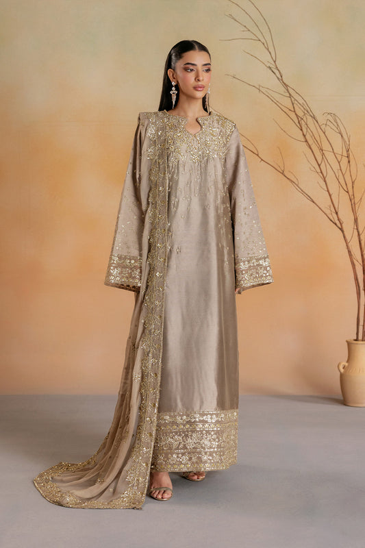 Emaan Adeel ODETTE Elara Sheesha Silk stitched Pakistani designer outfit look 1
