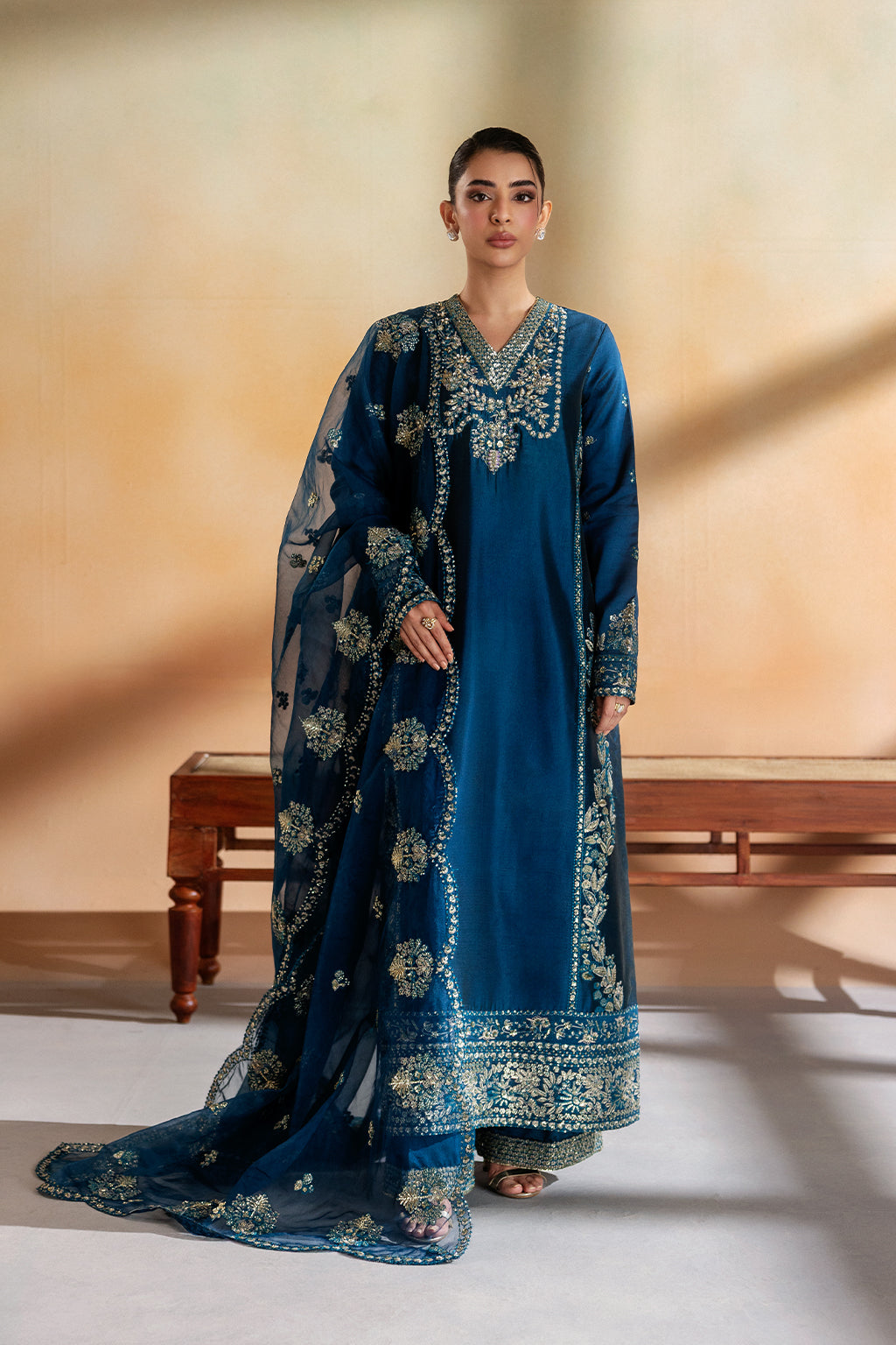 Emaan Adeel EDEN Elara Sheesha Silk Pakistani designer outfit look 1