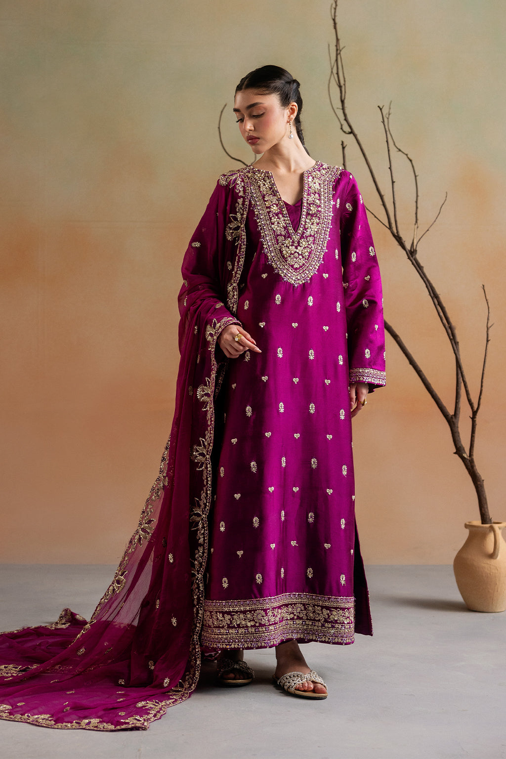 Emaan Adeel FAYE Elara Sheesha Silk Pakistani designer outfit look 2