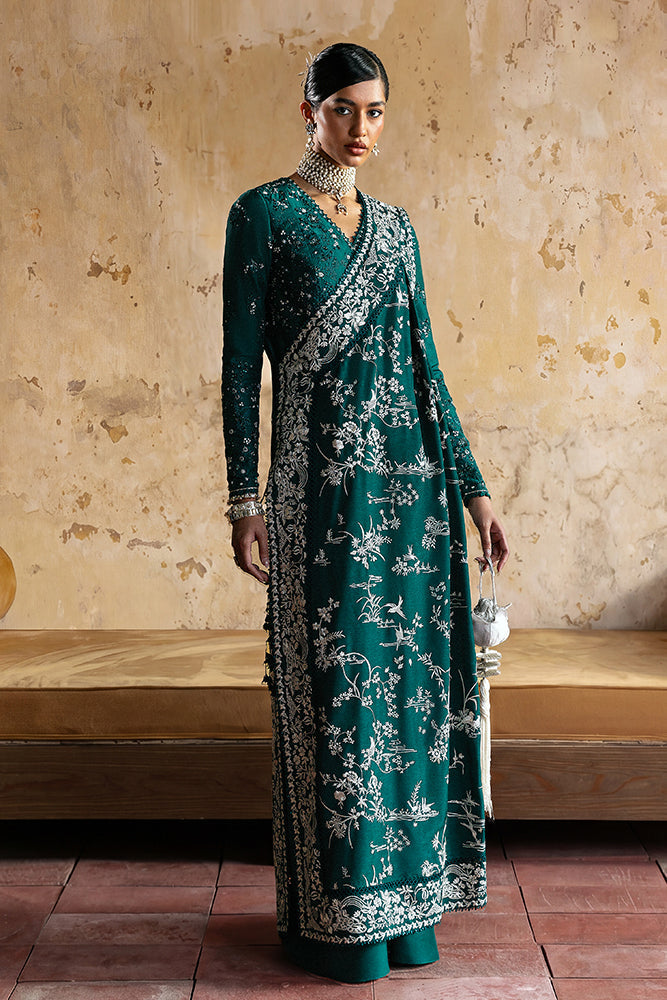 Suffuse Amarien teal Pakistani wedding dress full-length front view