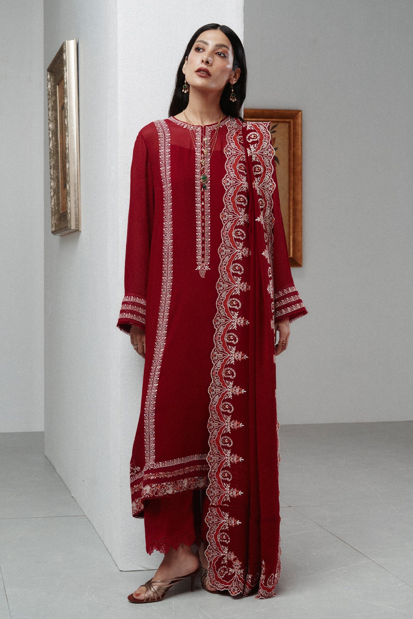 Zara Shahjahan Carmine Winter Festive 2026 Pret Pakistani designer outfit look 1