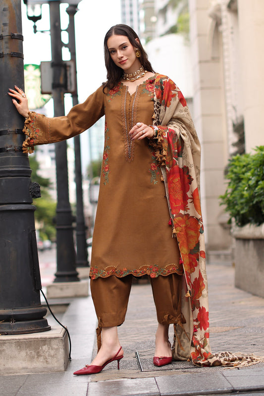 Charizma 3-Pc Unstitched Peach Leather Collection Psw6-02 Charizma | Poshima Winter V1 '26 image 1