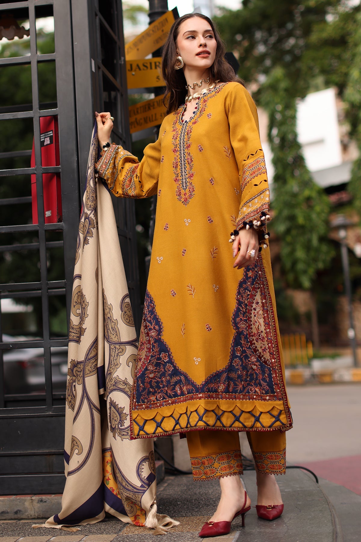 Charizma 3-Pc Unstitched Peach Leather Collection Psw6-04 Charizma | Poshima Winter V1 '26 image 1