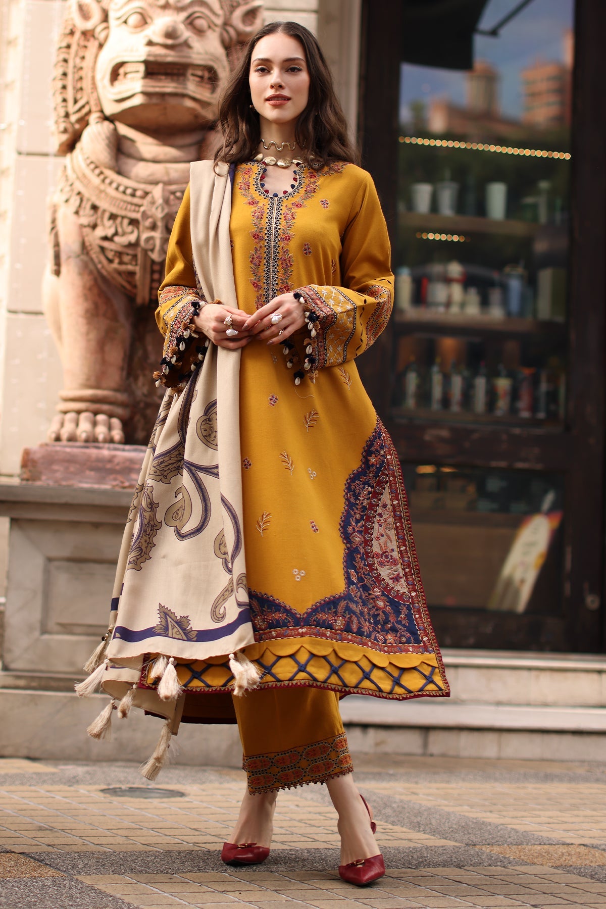 Charizma 3-Pc Unstitched Peach Leather Collection Psw6-04 Charizma | Poshima Winter V1 '26 image 5