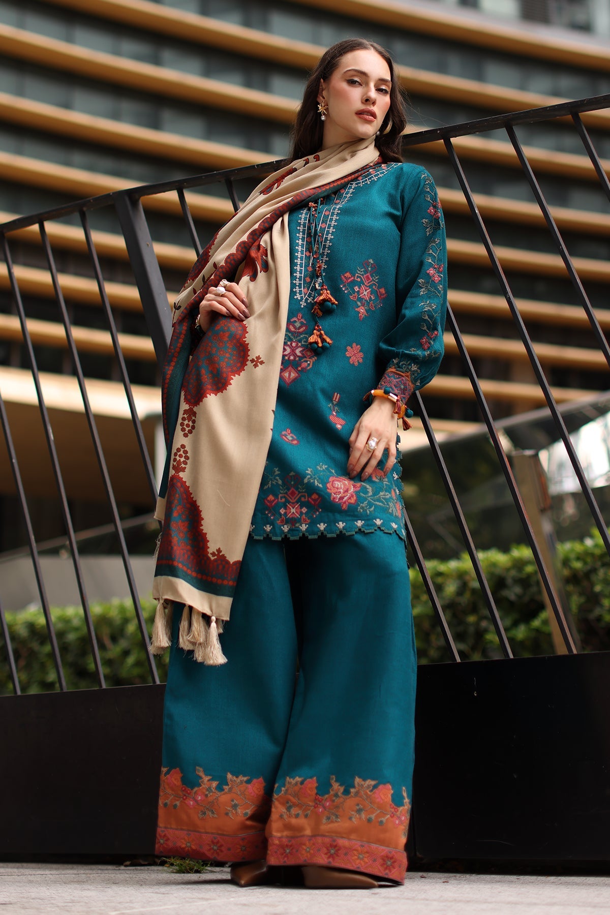 Charizma 3-Pc Unstitched Peach Leather Collection Psw6-07 Charizma | Poshima Winter V1 '26 image 3