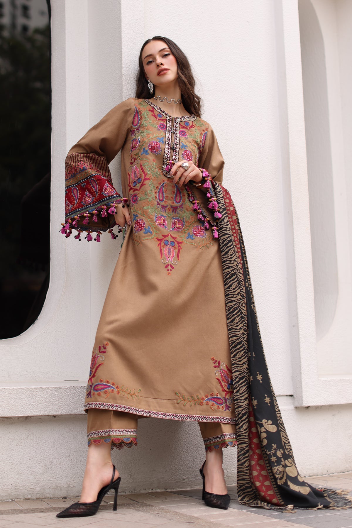 Charizma 3-Pc Unstitched Peach Leather Collection Psw6-09 Charizma | Poshima Winter V1 '26 image 1