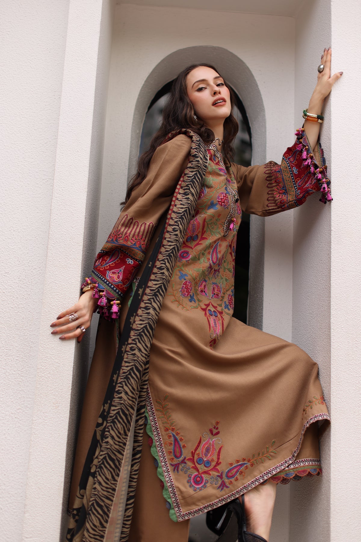 Charizma 3-Pc Unstitched Peach Leather Collection Psw6-09 Charizma | Poshima Winter V1 '26 image 4