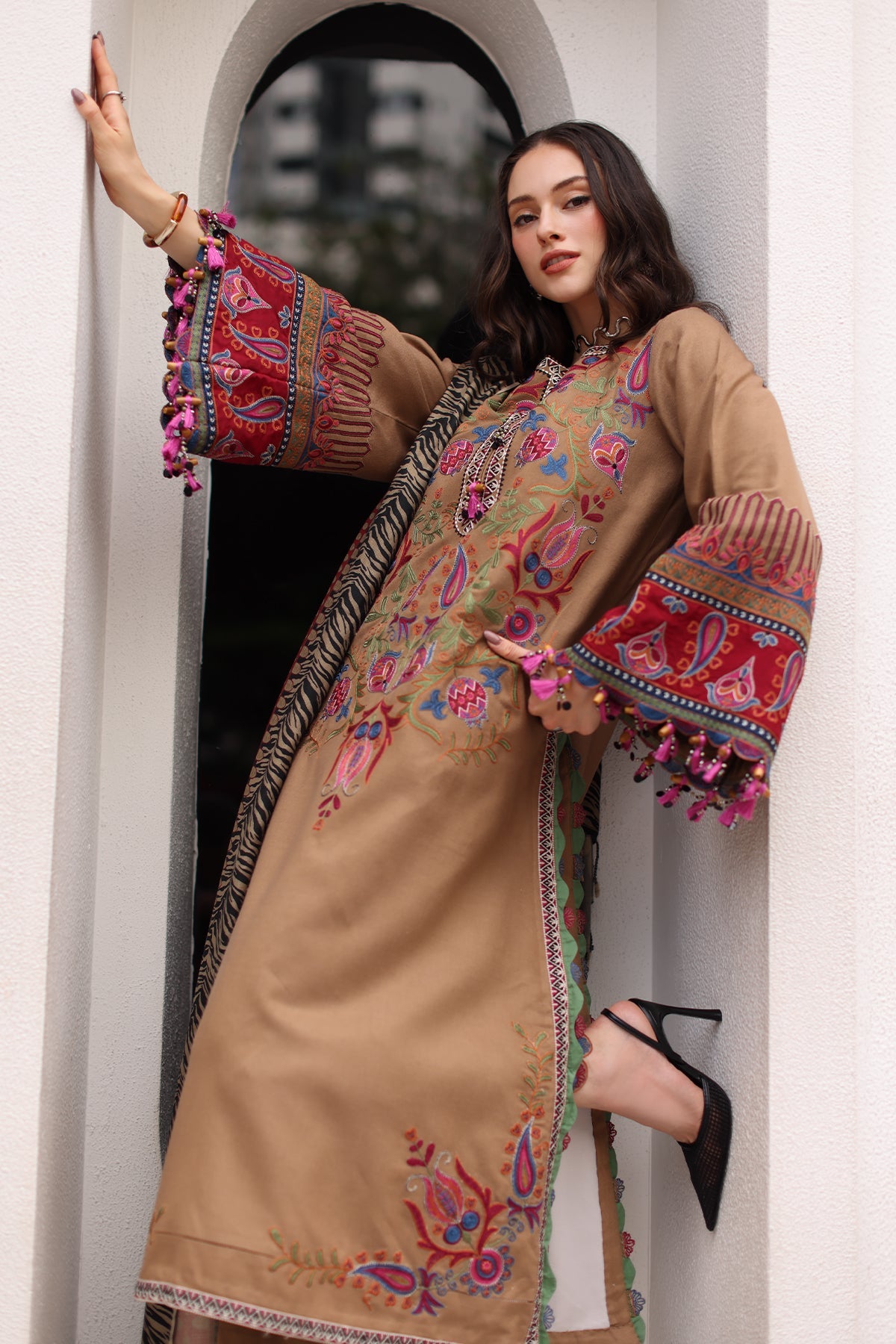 Charizma 3-Pc Unstitched Peach Leather Collection Psw6-09 Charizma | Poshima Winter V1 '26 image 2