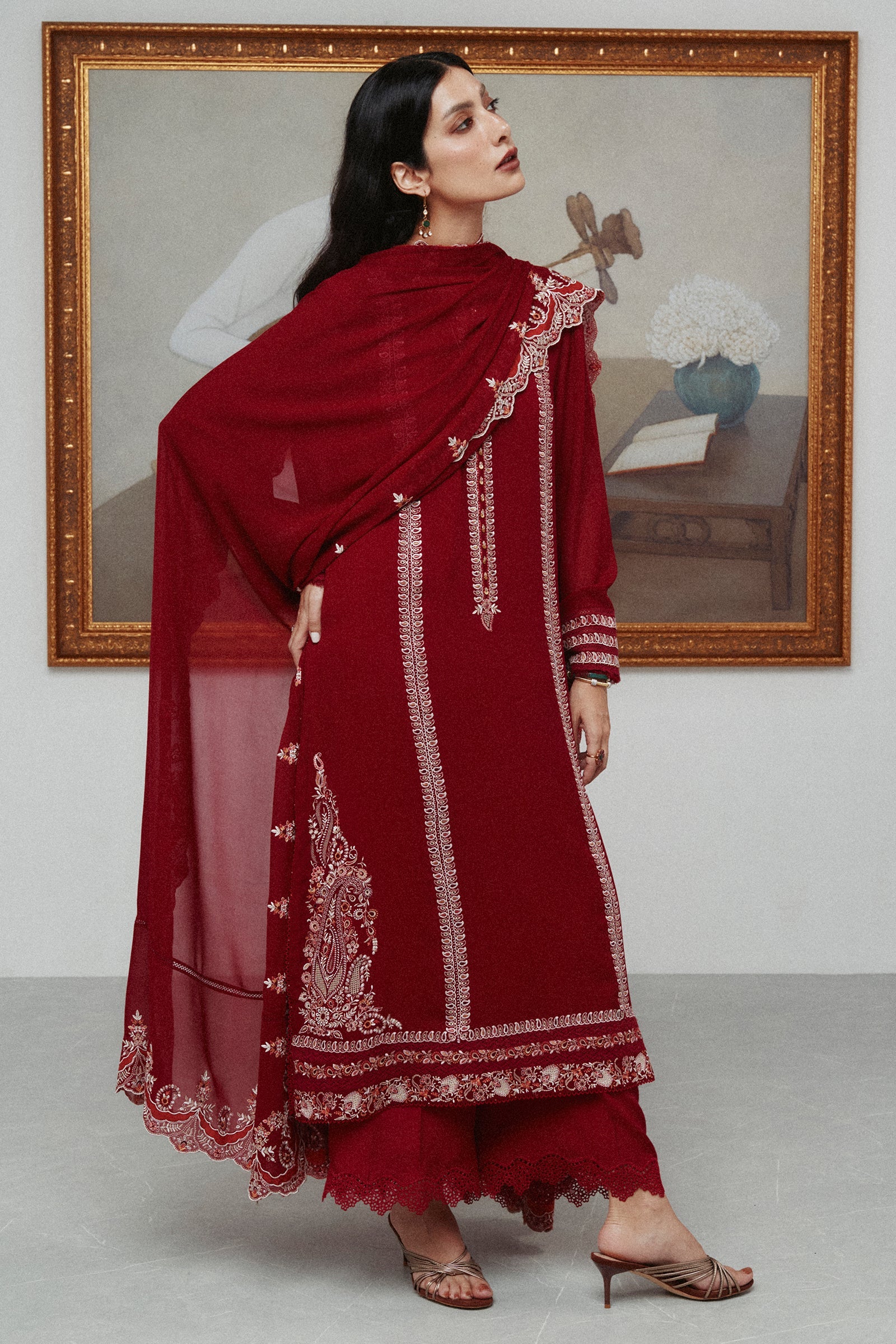 Zara Shahjahan Carmine Winter Festive 2026 Pret Pakistani designer outfit look 4