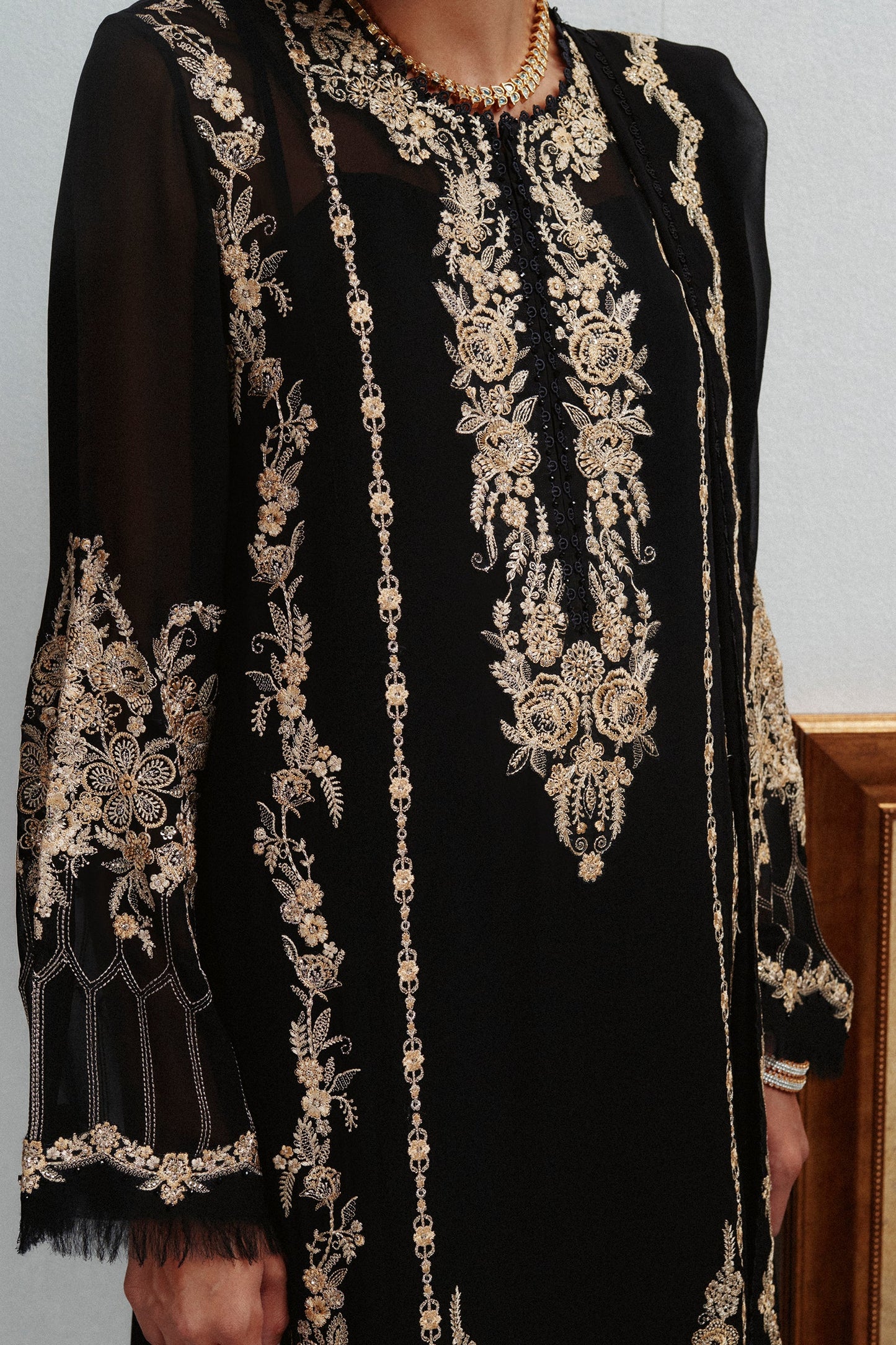 Zara Shahjahan Klimt Winter Festive 2026 Pret stitched Pakistani designer outfit look 5