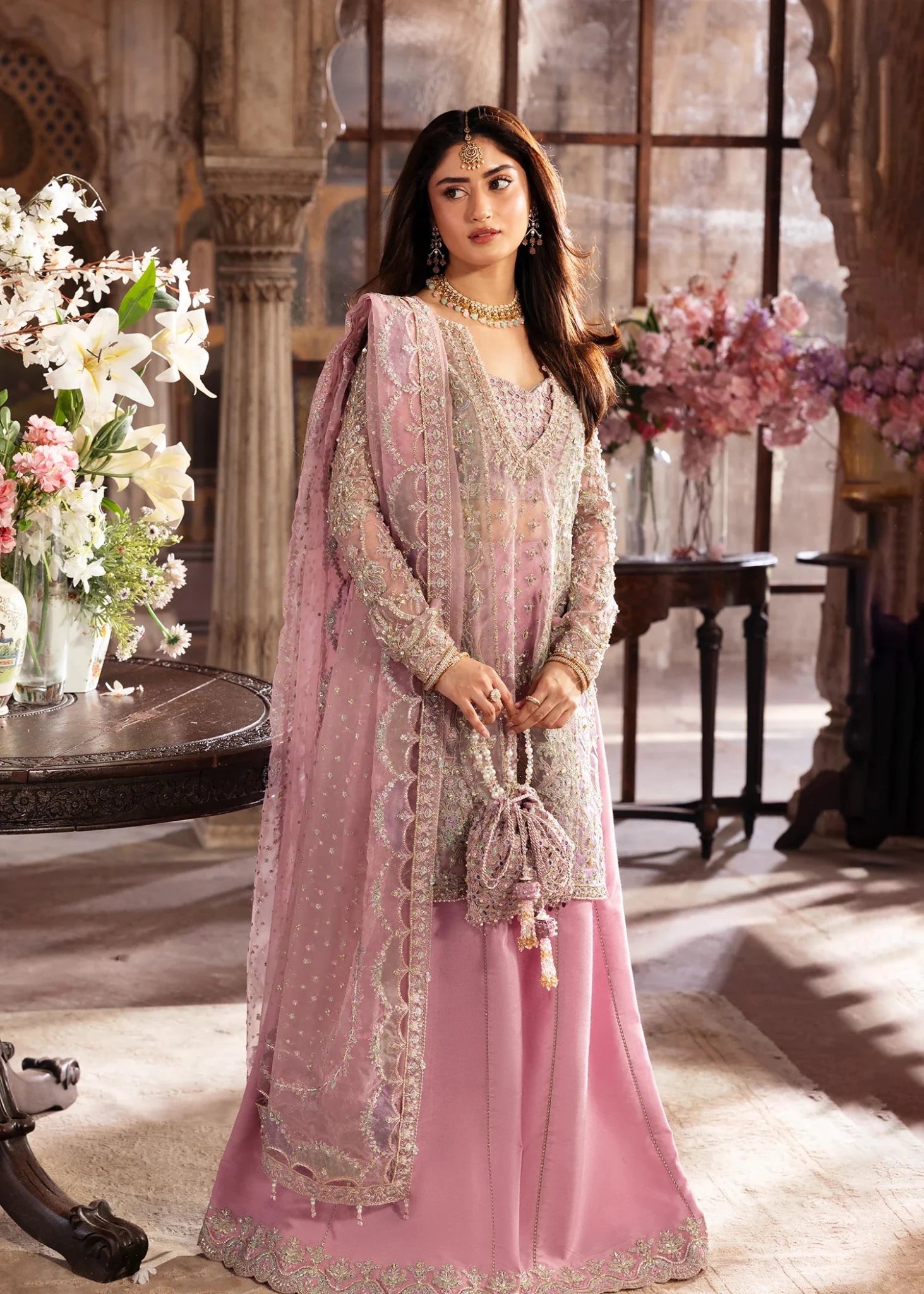 Kanwal Malik Maahi '26 Mehru Bubble Gum Pink festive outfit