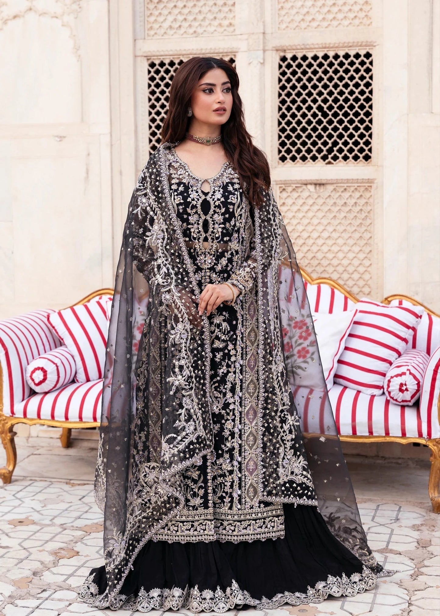 Kanwal Malik Maahi '26 Aman Black festive outfit