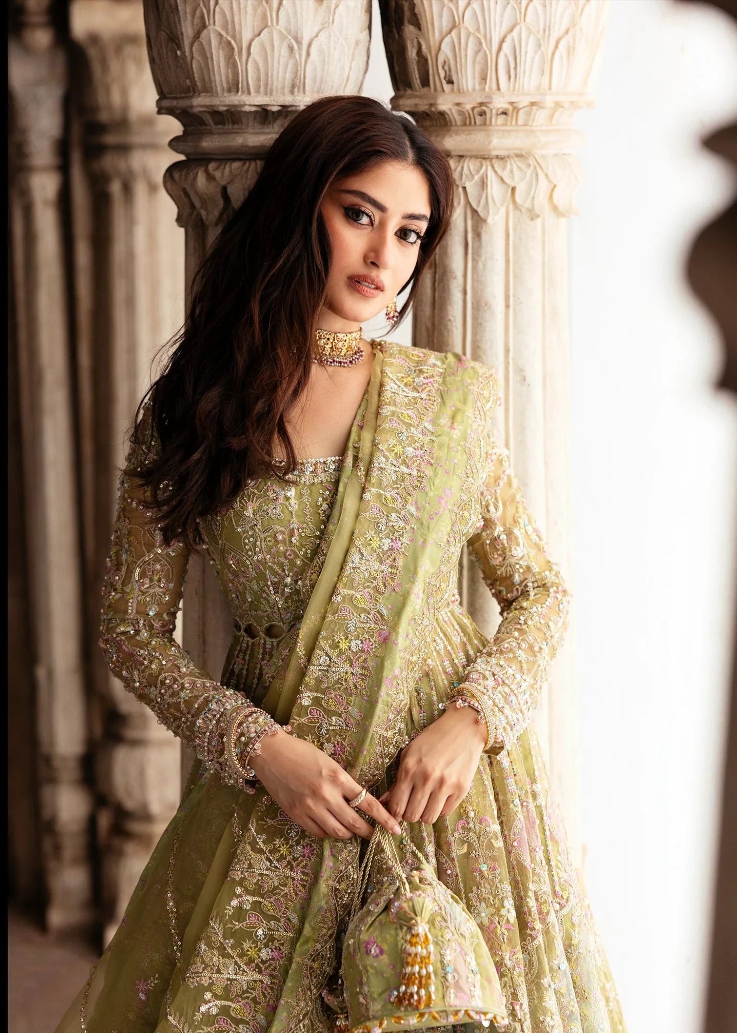 Kanwal Malik Maahi '26 Nayab Olive Green festive outfit