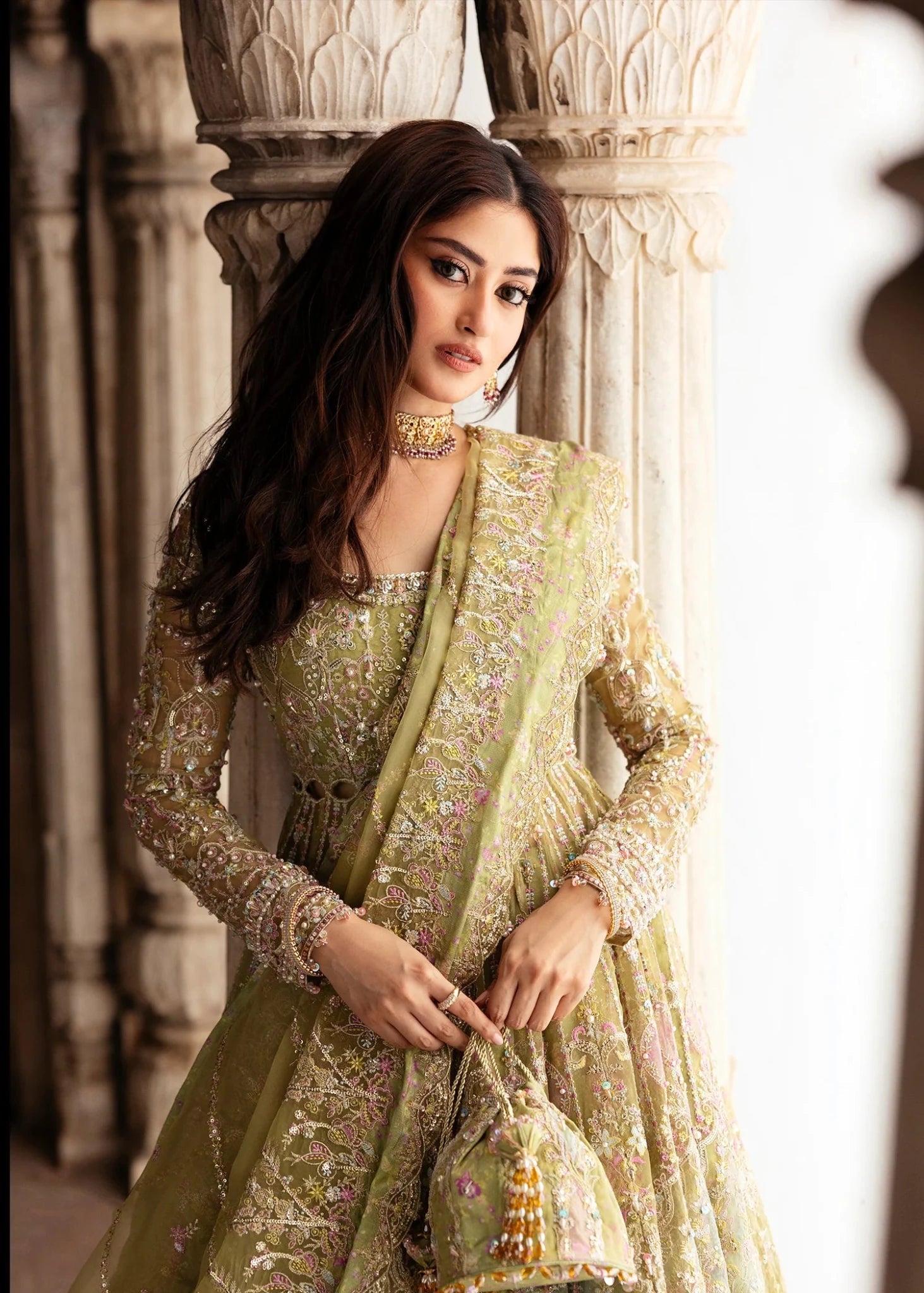 Kanwal Malik Maahi '26 Nayab Olive Green festive outfit