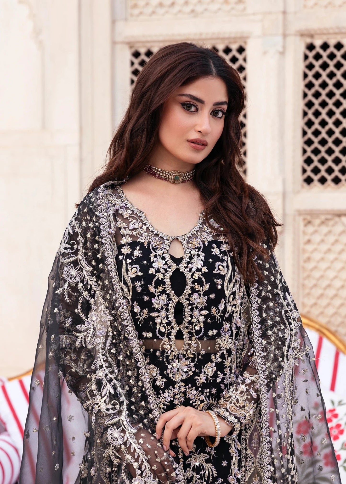 Kanwal Malik Maahi '26 Aman Black festive outfit