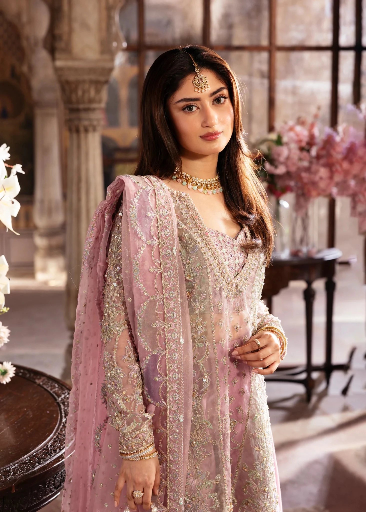 Kanwal Malik Maahi '26 Mehru Bubble Gum Pink festive outfit