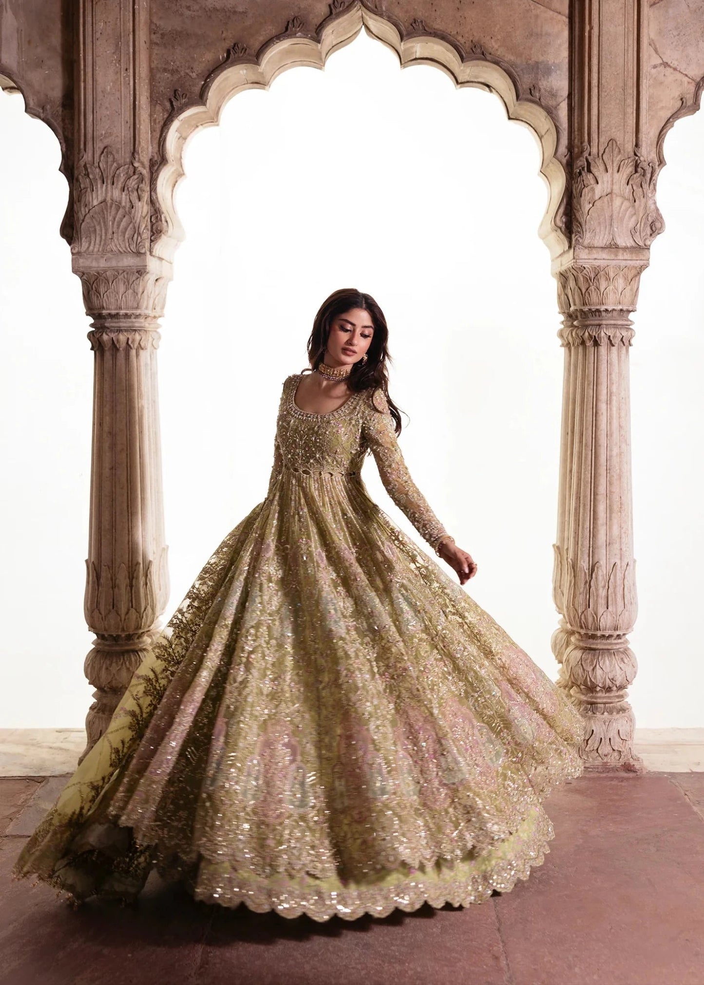 Kanwal Malik Maahi '26 Nayab Olive Green festive outfit