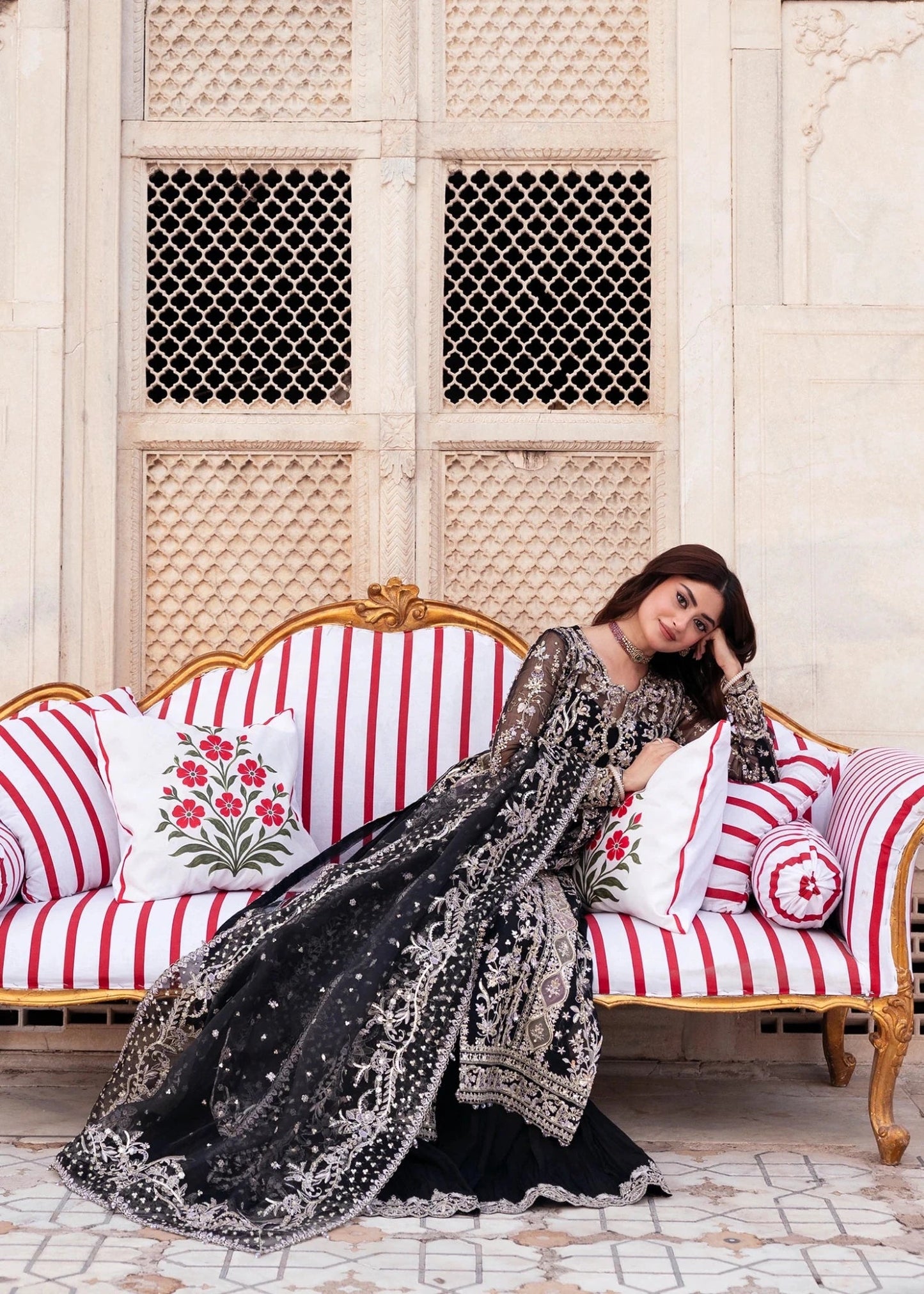 Kanwal Malik Maahi '26 Aman Black festive outfit
