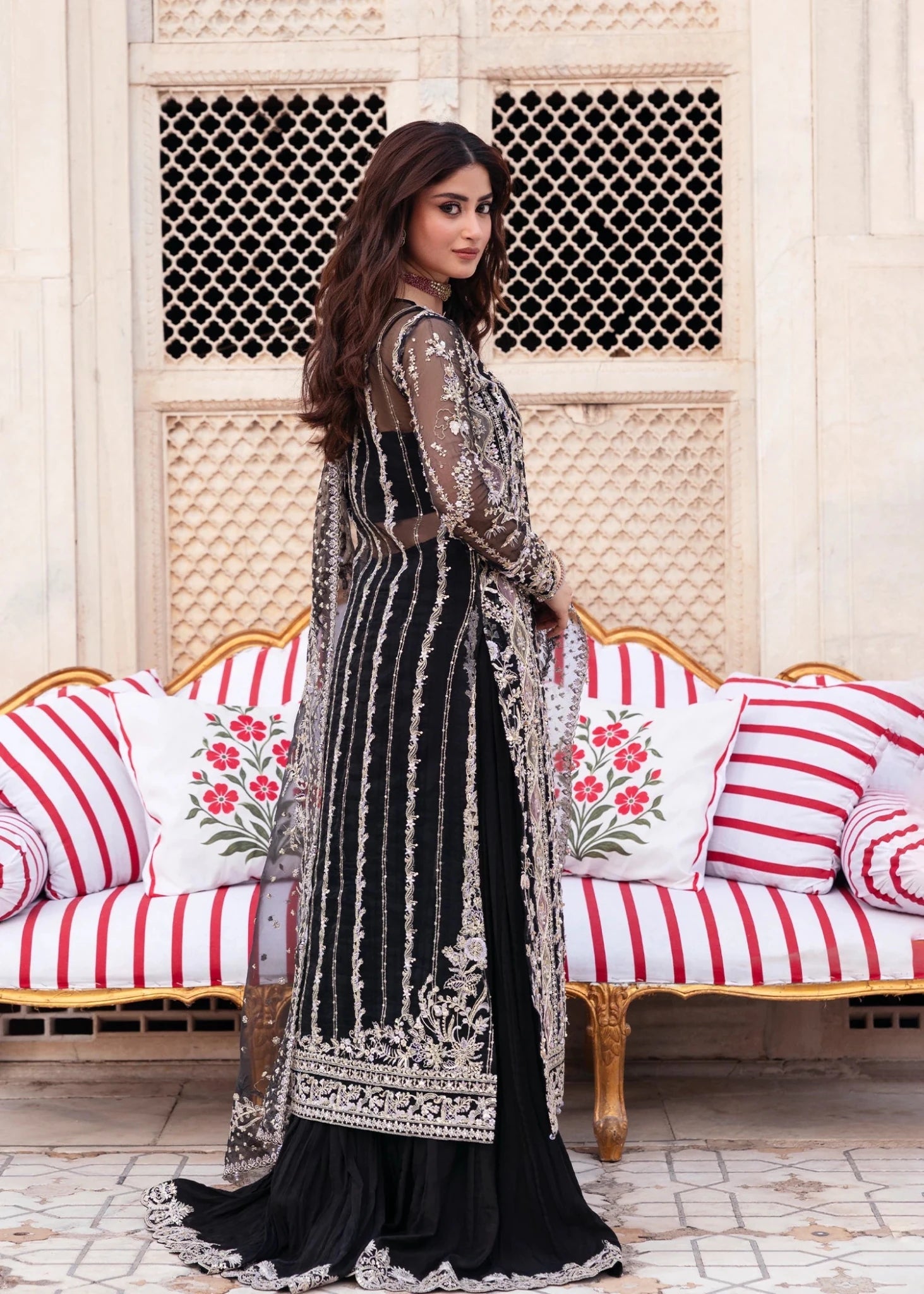 Kanwal Malik Maahi '26 Aman Black festive outfit