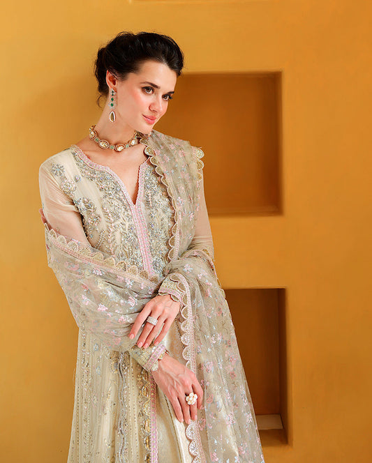 Mushq Blush Hour foil printed net dupatta detail