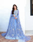 Mushq Blushing Bride blue chiffon formal with dupatta train