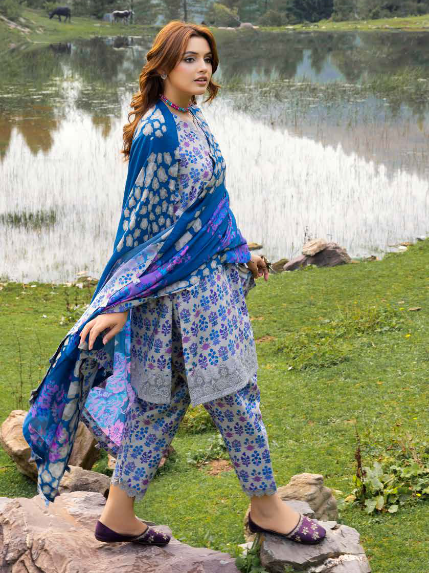 Embroidered Linen 3Pc Suit CCW5-02