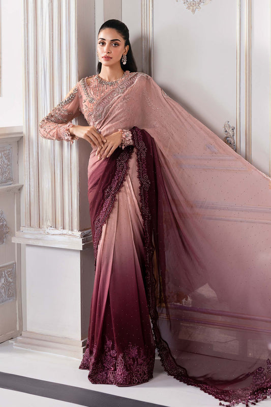 MARIA B Embroidered Chiffon Saree | BD-3001