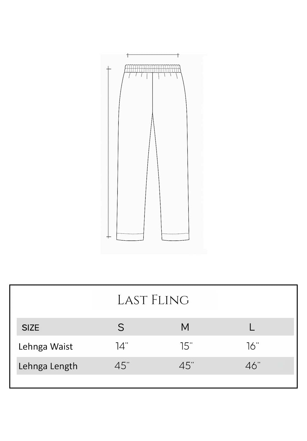 Mushq Last Fling official bottom size chart S to L